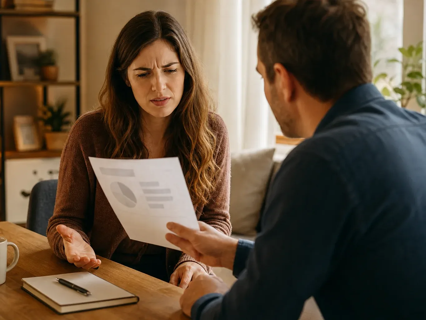 A client receiving a vague single-page report with no data detail and looking confused