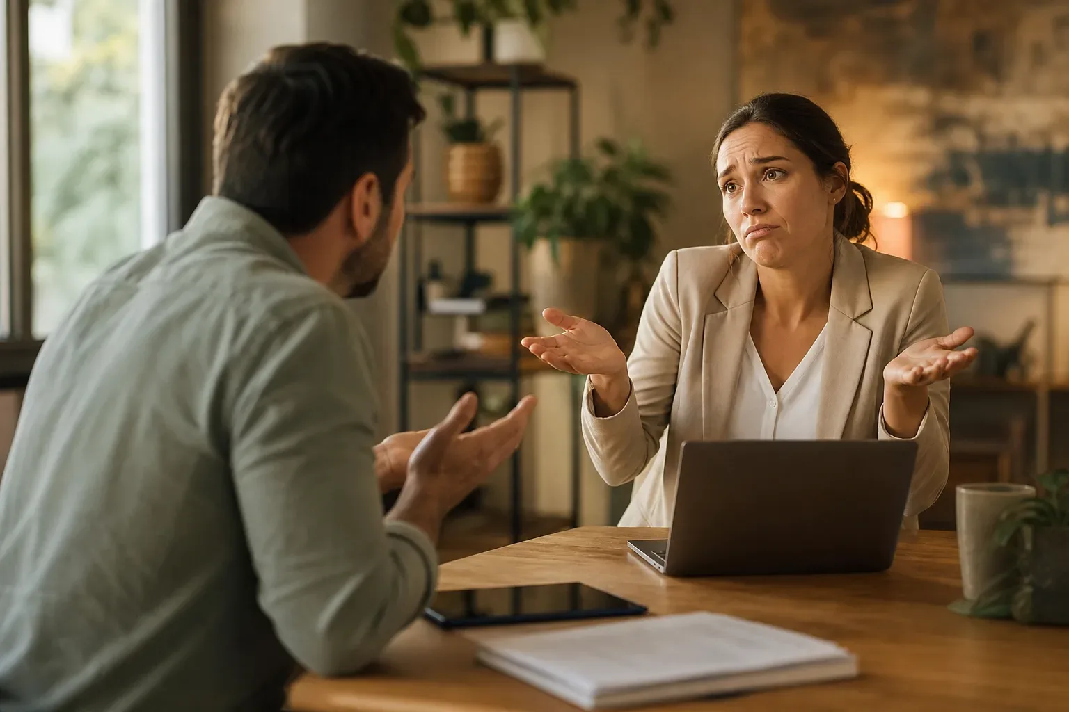 A business owner asking for supporting data from a consultant who has no documents to show