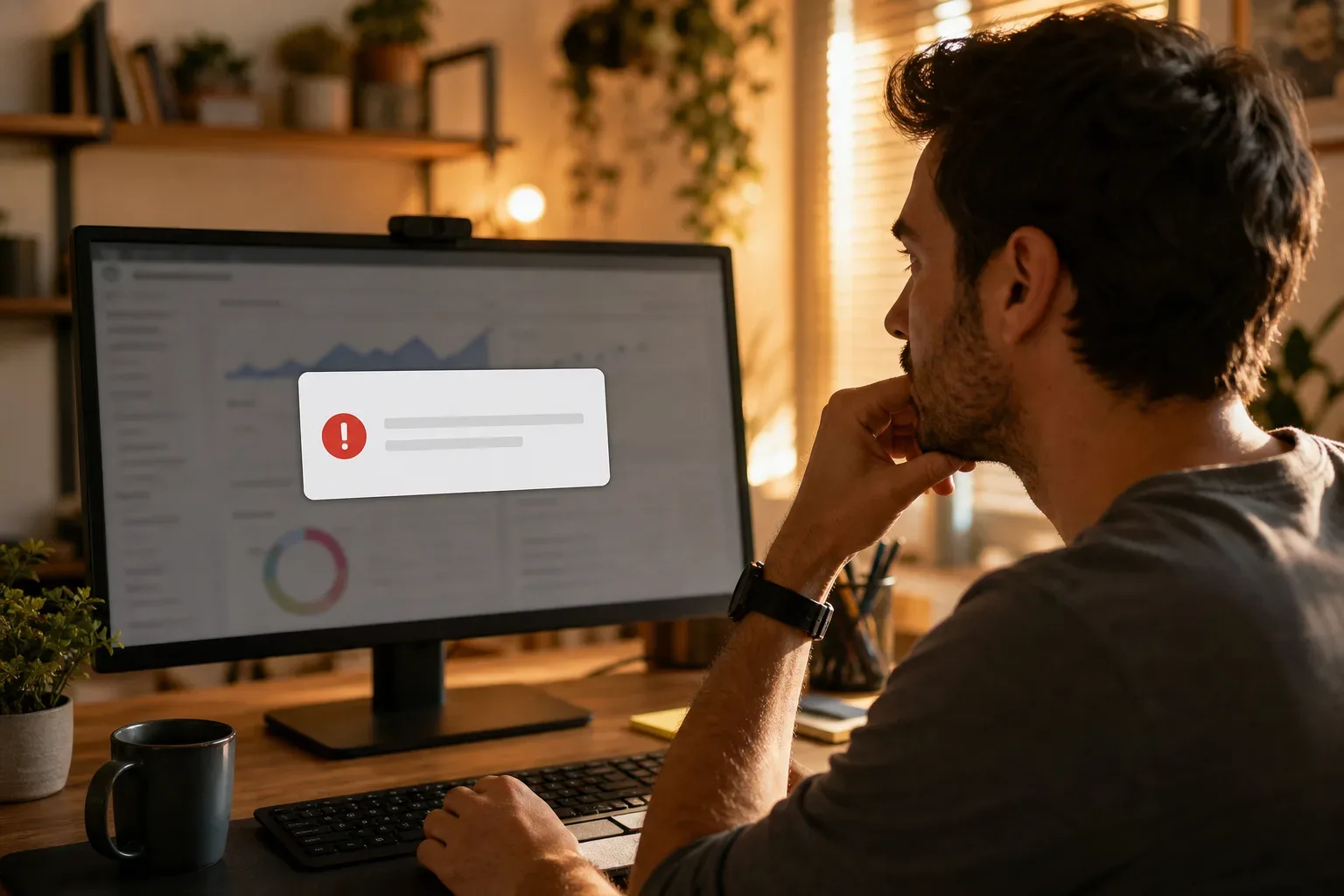 A scheduled alert notification appearing on a monitor indicating a new crawl issue has been detected