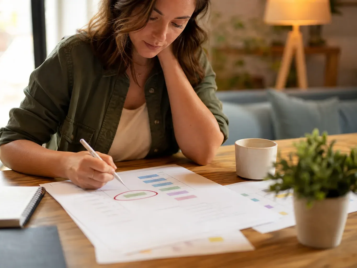An SEO plan document with a speed optimisation section circled in red among other tasks